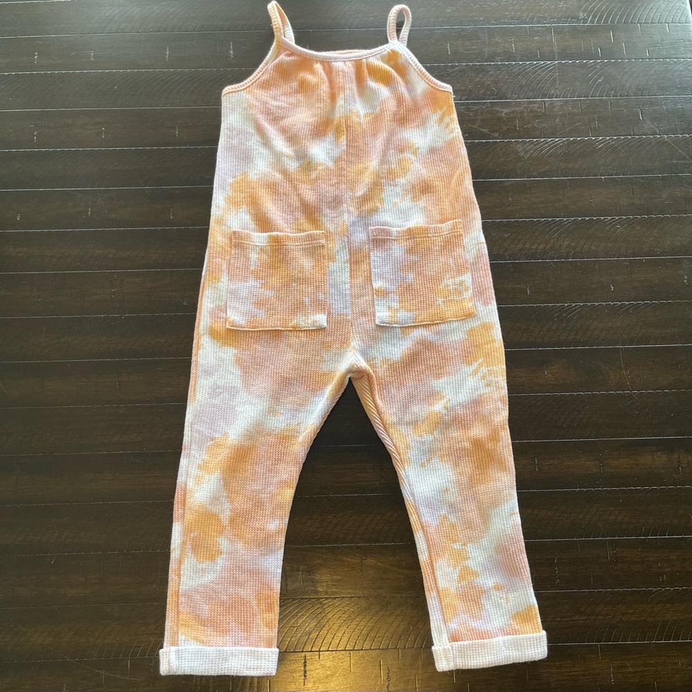 Grayson Mini Toddler Orange Tie-Dye Jumpsuit with Pockets